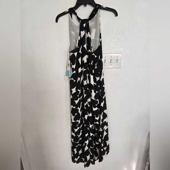 CeCe White And Black Heart Print Midi Dress High And Low Size 6 - Picture 12 of 12